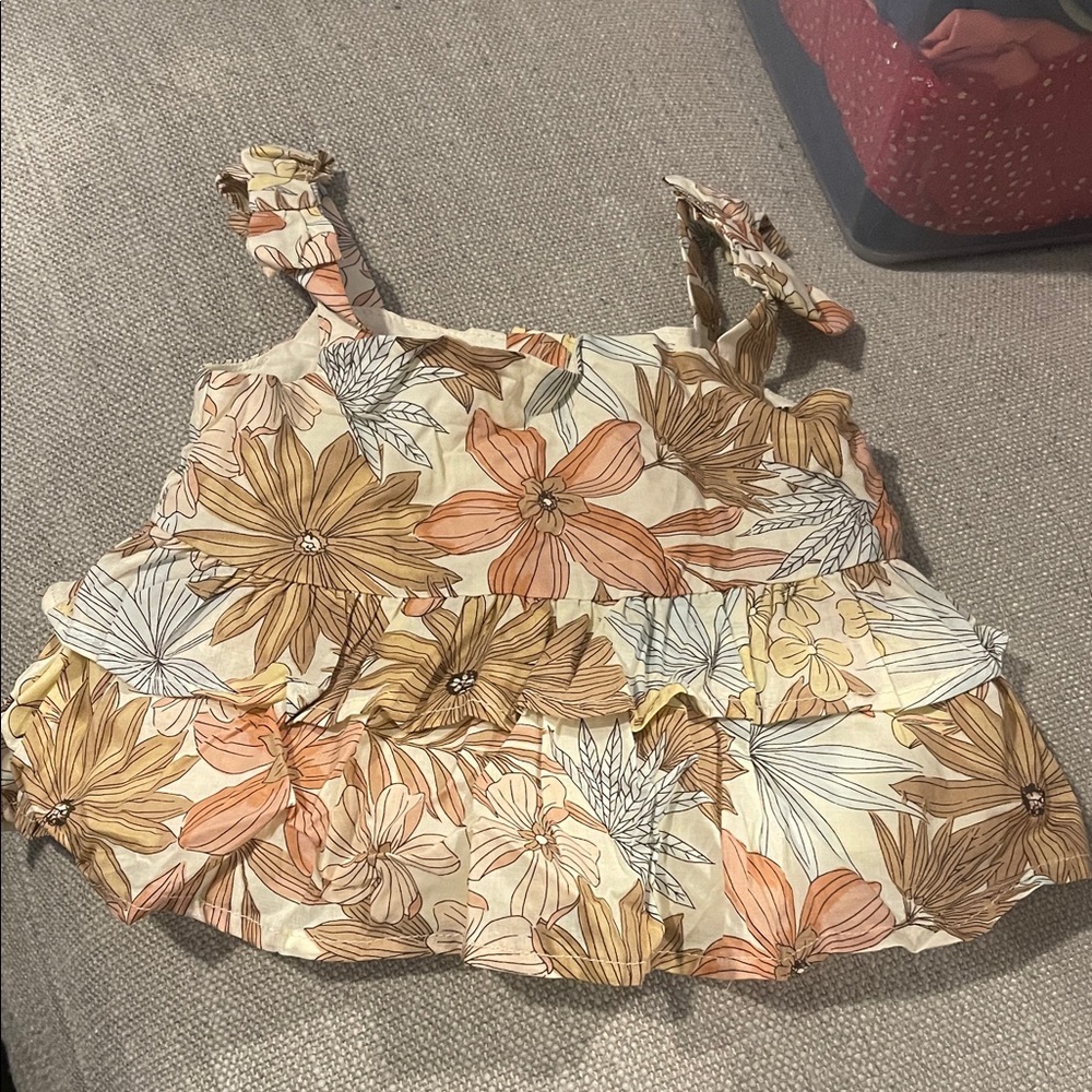 Janie and Jack Floral Dress in Cream and Brown